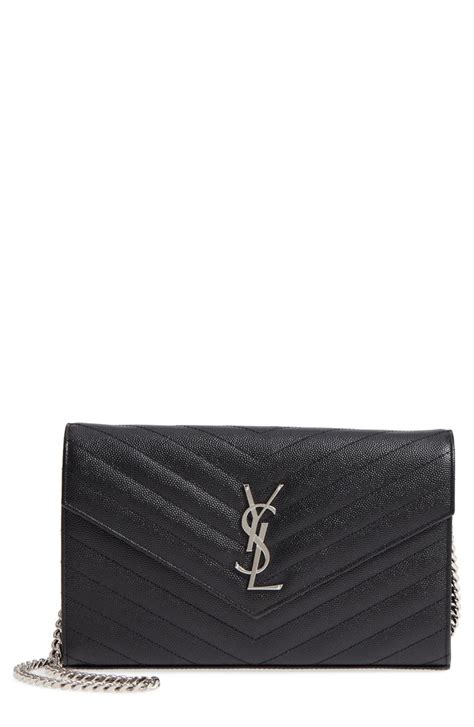 ysl monogram quilted leather wallet on a chain